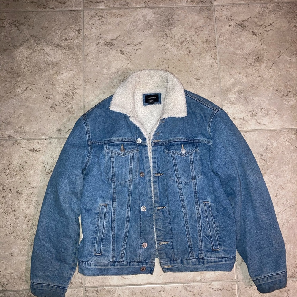 Forever 21 Denim Sherpa-Lined Jacket